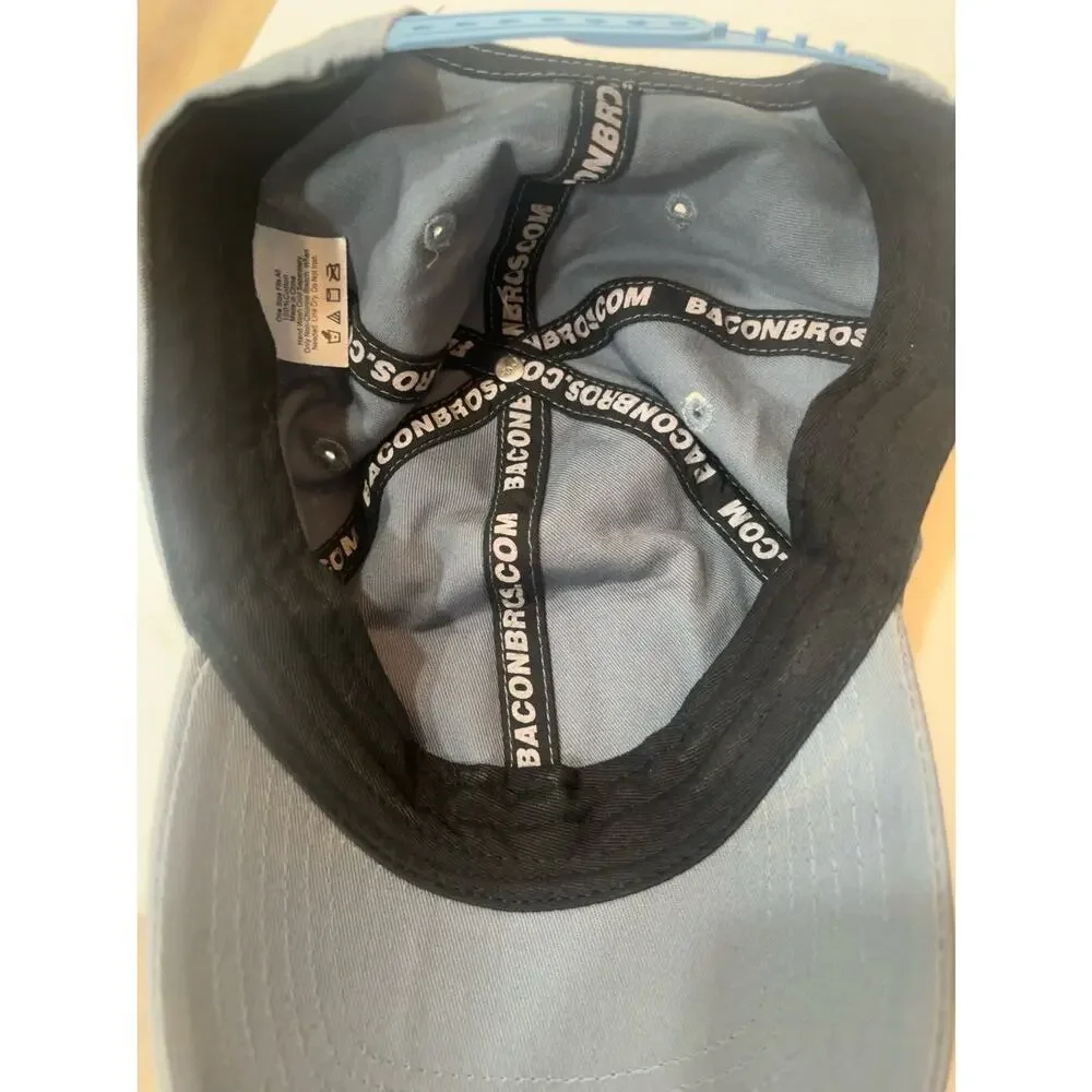The Bacon Bros Adjustable Snapback Hat Blue Gray Trucker Dad Cap One Size